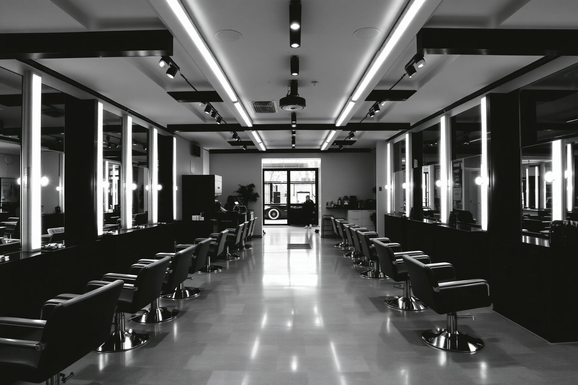 NUF Hair Studio interior in black and white